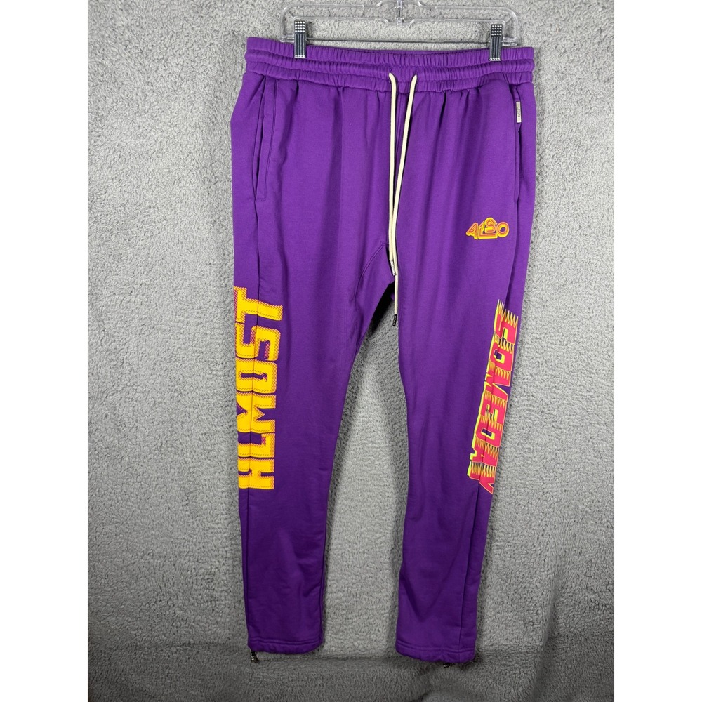 Almost Someday Mens Purple Graphic Streetwear Sweatpants XL Cotton Joggers